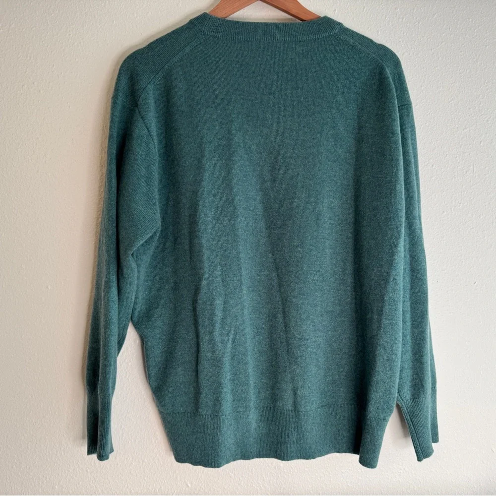 NWOT J. Crew Cashmere relaxed crewneck sweater Size S Deep Sea Multi Heather